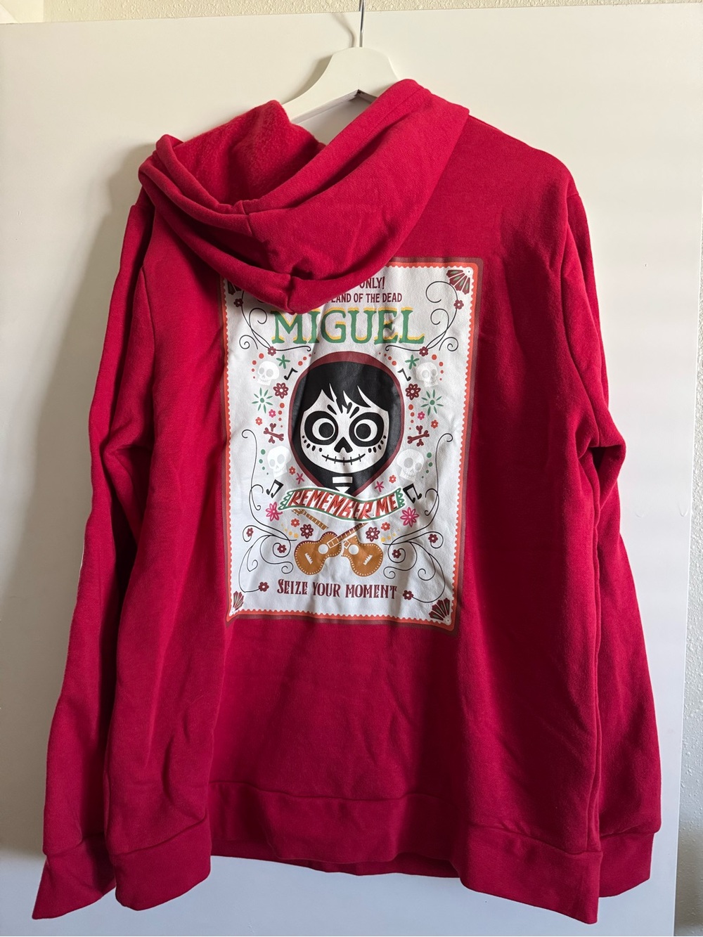 Red Men's Hooded Sweatshirt with 'Miguel' Graphic
